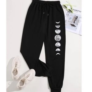 Shein Moon Print Drawstring Waist Sweatpants